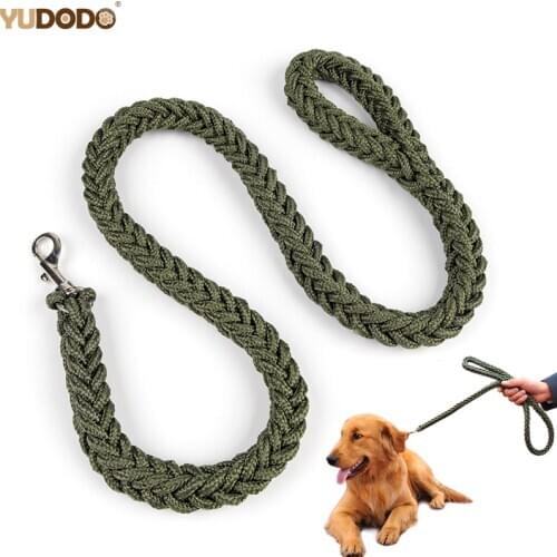 Heavy Duty Dog Leash Green Nylon Braided Strong Pet Training Rope Traction Lead Leashes For Medium Large Dogs 115cm