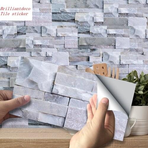 3D light grey Wall brick tiles Balcony deco wall sticker Bathroom waterproof tiles oilproof kitchen sticker DIY Floor stickers