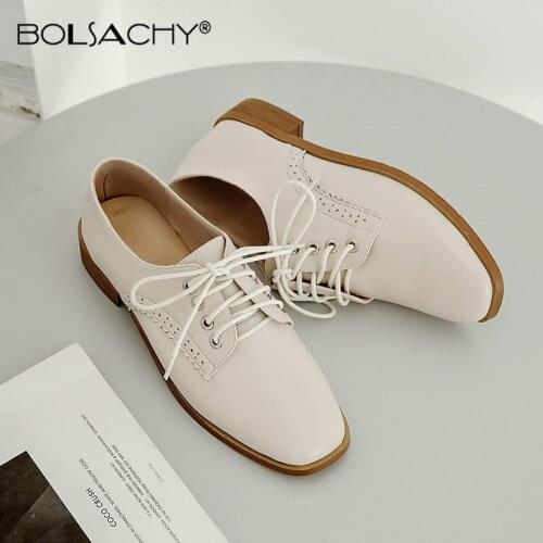 2021 Fashion British carved Women Oxford Flat Spring Shoes Female Pu Leather Flats Brogues Vintage Laces Loafers Casual shoes