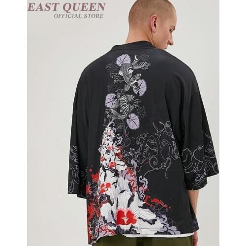 Japanese Kimono Cardigan Men Haori Yukata Male Samurai Costume Clothing Kimono Jacket Mens Kimono Shirt Yukata Haori FF2164