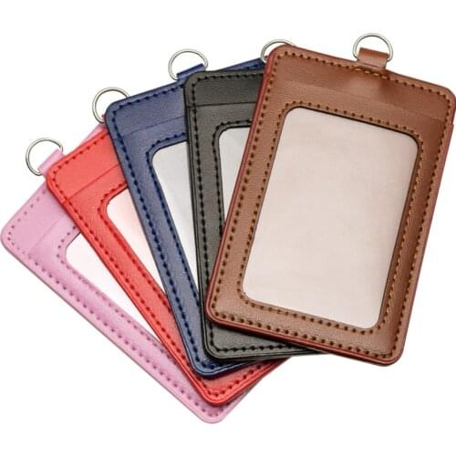 PU Leather Staff Work Card Holder Bus Card Sleeve Students School Gate Pass Access Emploees Card Protective Cover Case