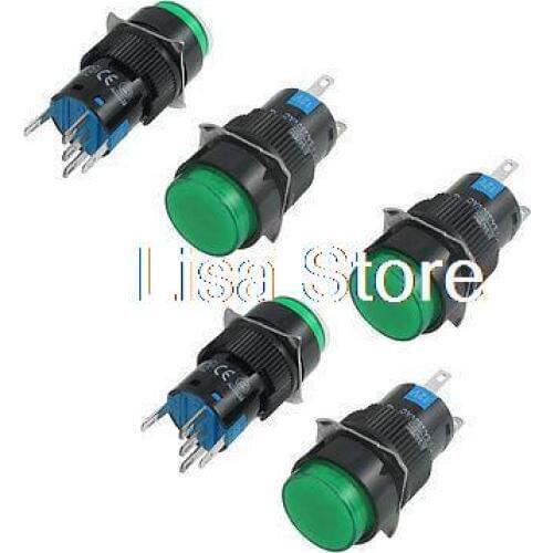 Green Light Round Cap Momentary 1NO 1NC Panel Push Button Switch 12V Kiker