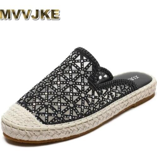 MVVJKE New Summer Style Mesh Women Espadrilles Breathable Slip On Woman Flats Designer Ladies Lolita Shoes Slippers Women Sandal