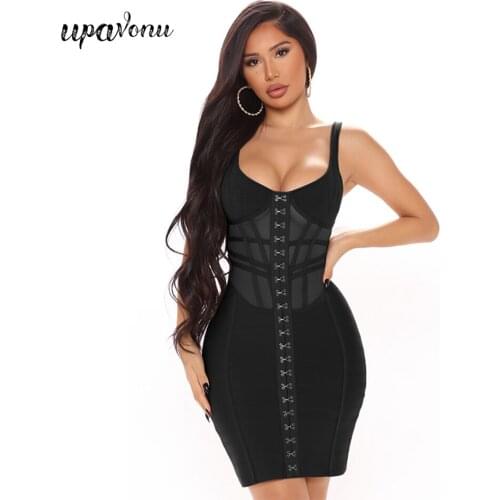 Free Shipping 2021 Womens Summer Bodycon Bandage Dress Sexy Sling Sleeveless Single Breasted Halter Dress Club Party Vestidos