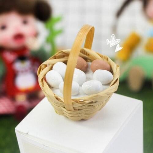 1/12 Dollhouse Mini Kitchen Scene Rattan Basket Eggs Model Toy DIY Prop Gift Home Scene Crafts Props Kitchen Play Scene Ornament