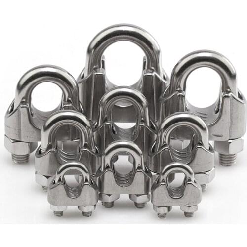 1/2pc 304 Stainless Steel Wire Rope Clips M2/3/4/5/6/8/10/12/14/16mm U type Clamp Cable Bolts Rigging For Ship Hardware Fastener