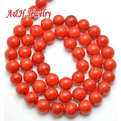 10pcs High Quality Shell Beads With Red Color Plated 6~10mm Fashion Jewelry Making Beads