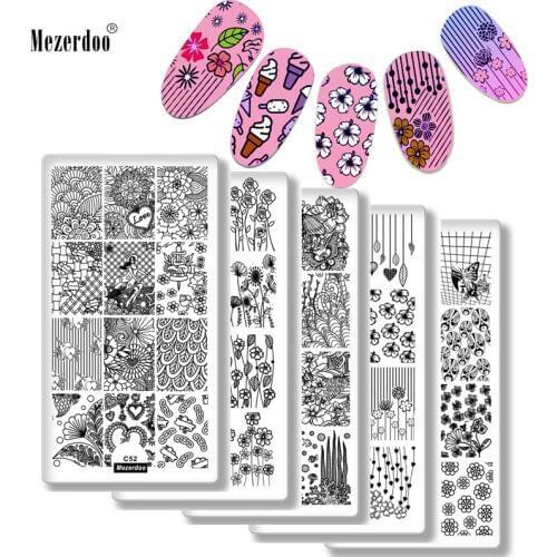 10Pcs Various Design Nail Stamping Plates Set Flowers Love Snake Nail Art Polish Stamp DIY Template Manicure Nail Tools Stencil