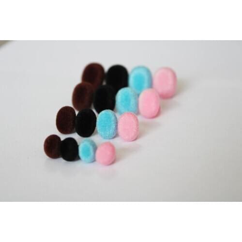 120pcs/lot--7x9mm/9x12mm/10x14mm/12x16mm blue/pink/brown/black oval flocking toy safety nose + soft washer----size&color option