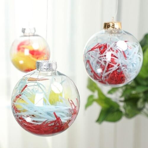 20Pcs Balls Plastic Clear DIY Hanging Ball Decor for Home Xmas Tree
