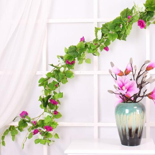 28heads Artificial Plants Green Leaves rattan Simulation Cane Adornment Flower Garland Home Wall Party For Decoration Rose Vines