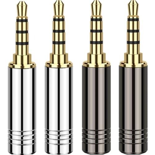 3.5mm 4 Pole Audio Jack Gold Plated Copper Balance Plugs Bright Shell HiFi Earphone Wire Connector 3.5mm Stereo Headphone Plug