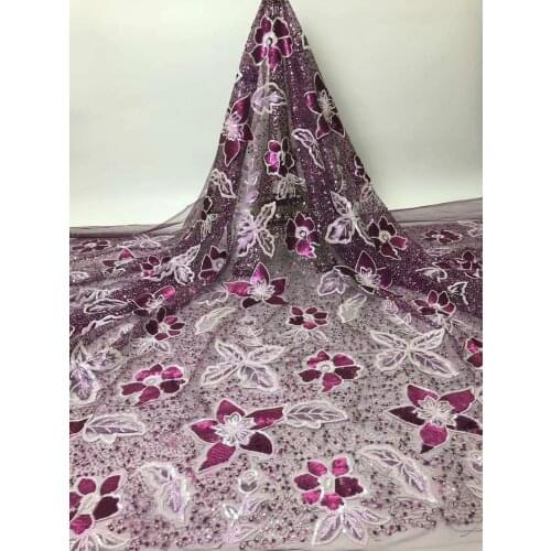 African Lace Fabric 2021 High Quality Lace French Nigerian Sequined Mesh Lace Fabric For Wedding Embroidery FJ4265