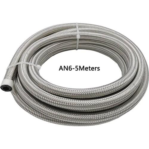 AN6 5M Stainless Steel Braided Brake Gasoline Oil Fuel Line Hose Car-Styling Automobiles Cooling System
