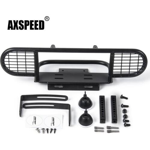 AXSPEED Metal Camel Trophy Front Bumper with Led Lampshade for RC4WD D90 1/10 RC Crawler Car Truck Upgrade Parts