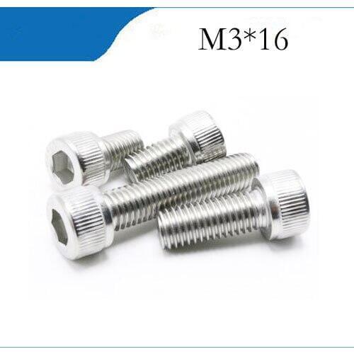 Free shipping M3*16 100pcs 304 stainless steel hexagonsocket head,high qualikty, DIN912bolt satinlessstainless nails,revet,bolts