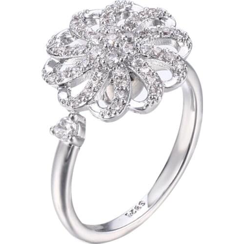 Bettyue Brand Fashion Originality White Gold AAA Zircon Adjustable Geometric Jewelry Rings For Women Florid Wedding Party Gift