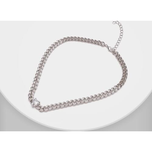 Amorita boutique Super shiny heart-shaped crystal inlaid chain necklace