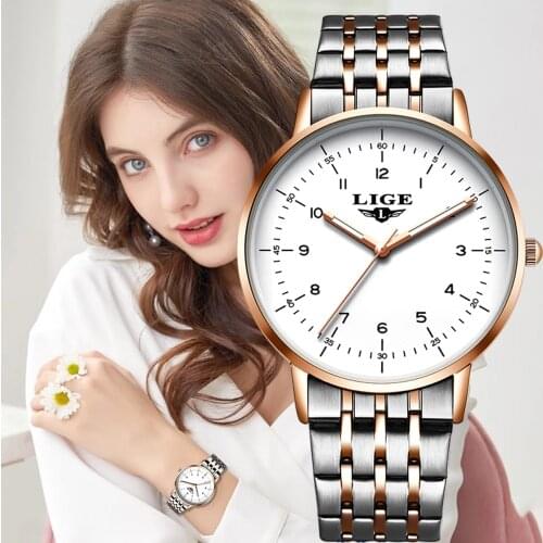 2021 LIGE Fashion Watch Women Brand Ladies Creative Steel Women Bracelet Watches Female Clock Waterproof Hour Relogio Feminino