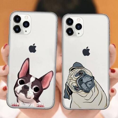 Cute dog funny animal Phone Case Transparent soft For iphone 5 5s 5c se 6 6s 7 8 11 12 plus mini x xs xr pro max
