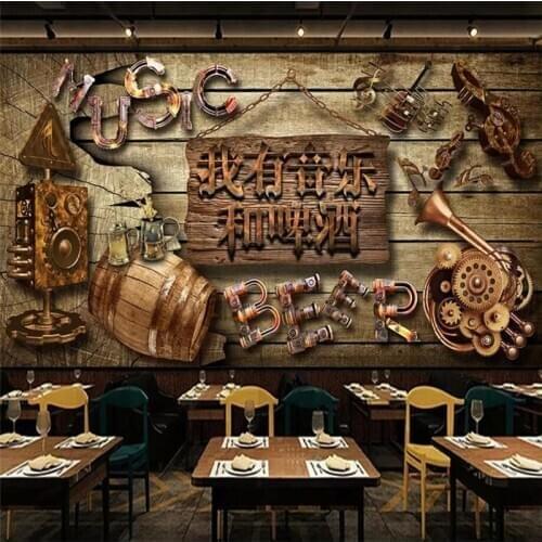 Wood board notes bar restaurant KTV professional production mural factory wholesale wallpaper mural poster photo wall