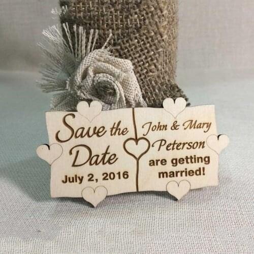 Wood Save the Date Heart Magnets, Personalized Saved the Dates, Wedding Souvenirs for Guests Kids Birthday Anniversary