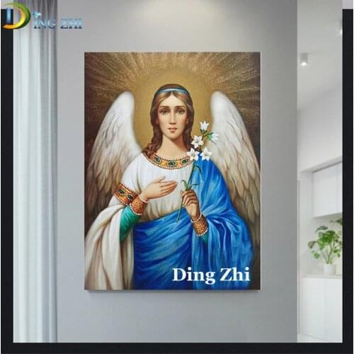 DIY Diamond Painting Religion Decoration Gift Glowing Archangel Girl 5D Full Square Round Drill Mosaic Cross Stitch Embroidery