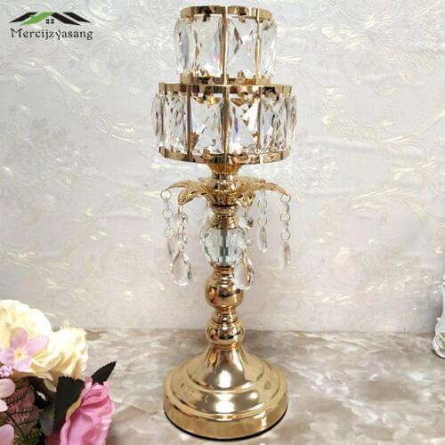 Europe Candle Holder Table Crystal Candlestick Geometric Romantic Candle Holders Gold for Wedding/Dinner Decoration GZT104