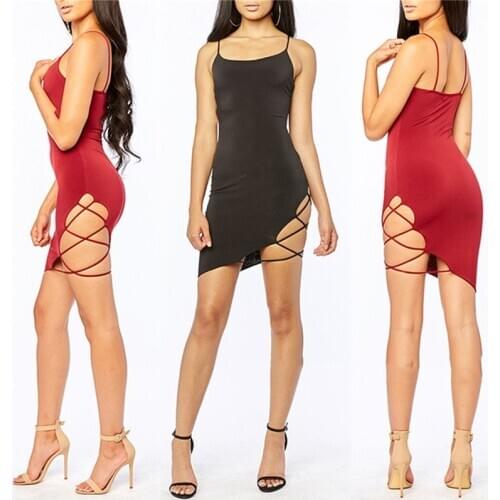 GAOKE Neon Pink Sleeveless Women Mini Dress Bodycon Sexy Fashion Party Clubwear Skinny Solid Slim Basic 2020 Hot Dresses New