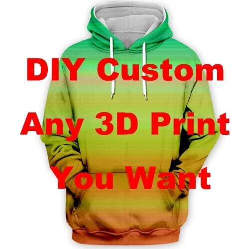DIY Custom Your 3D All Over Printed Hoodies Pullover Sweatshirt Man Women Harajuku Outwear Casual Unisex Zipper Jacket Tracksuit