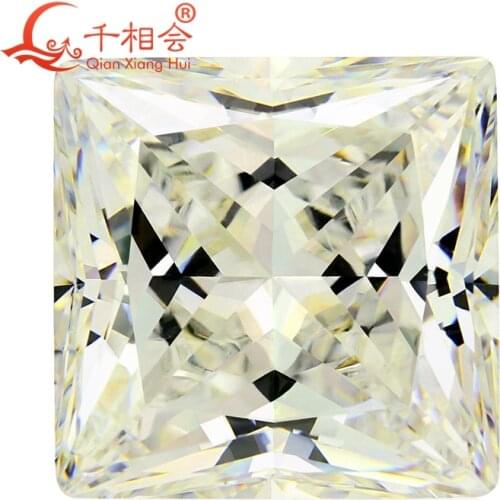 IJ yellowish white color square shape princess cut for cubic zirconia loose CZ stone made by Qianxiang Hui 10pcs per bag
