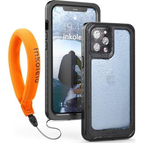 Inkolelo for iPhone 12 Pro Max Waterproof Case Built-in Screen Protector Shockproof Full Body Cover Rugged Case Black/Clear