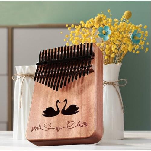 Kalimba 17 Keys Thumb Piano Swan Pattern Mini High Quality African Finger Piano Creative Music Box For Kids Adults Professtinals