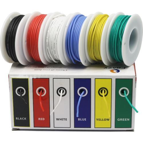 CBAZ 30 AWG Hook up Wire Kit (Stranded Wire Kit) 30 Gauge Flexible Silicone rubber Electric wire 6 colors 32.8 feet Each