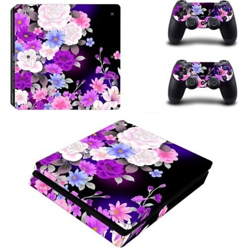 Beautiful Flowers PS4 Slim Stickers Play station 4 Skin Sticker Decal Cover For PlayStation 4 PS4 Slim Consol & Controller Skins