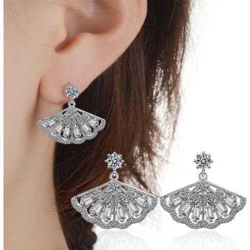 Hot Sell Popular Women Fan-shaped 925 Sterling Silver Jewelry Pretty Gifts For Female Friends Big Promotion Free Shipping