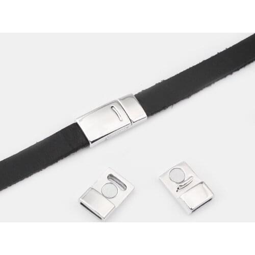 3Sets Shiny Silver Color 10x2mm Flat Magnetic Clasp for 5mm 10mm Flat Leather Cord Bracelet DIY Jewelry Findings magnet clasps