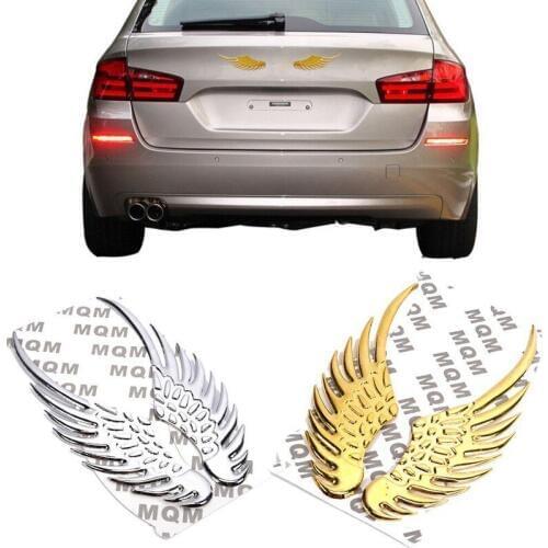Car Shape Fashion Metal Sticker 3D Gold And Silver Angel Wing Car Label Car Sticker Car Personality