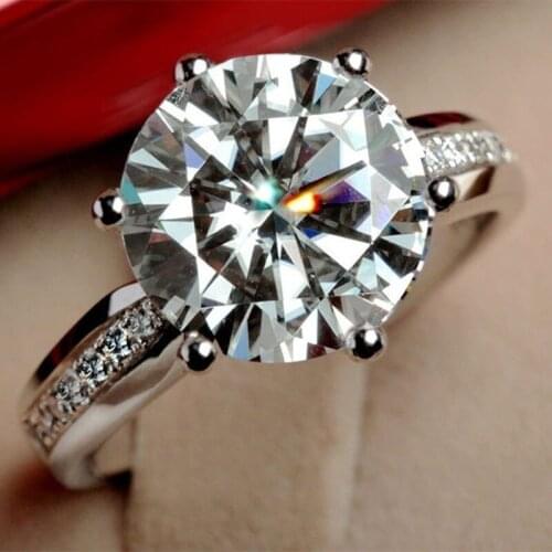 Fashion Delicate 925 Pure Silver 6 Claw Diamond Engagement Wedding Anniversary Ring Size 5-11