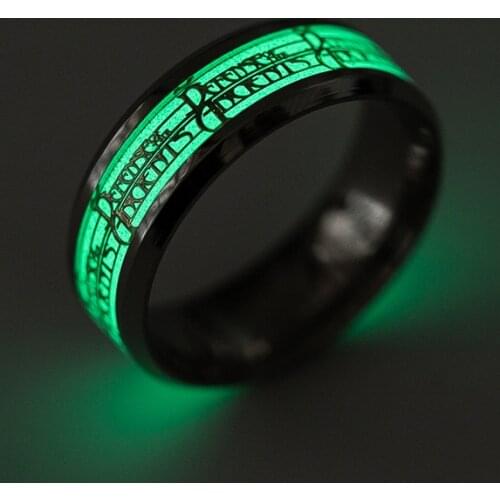 AsJerlya 316L Stainless Steel Anime Game Rings For Men Glow In The Dark Male Ring Charm Halloween DropShipping World Of Warcraft