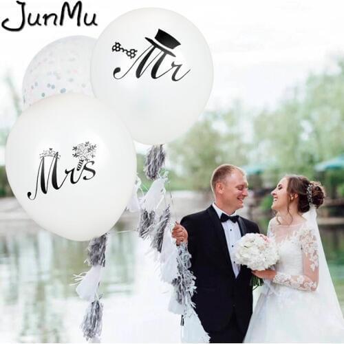 10PCS 10inch Mr Mrs Just Married Latex Balloons Bride Printed Round Air Helium Balloon For Wedding Party Decoration Ballon