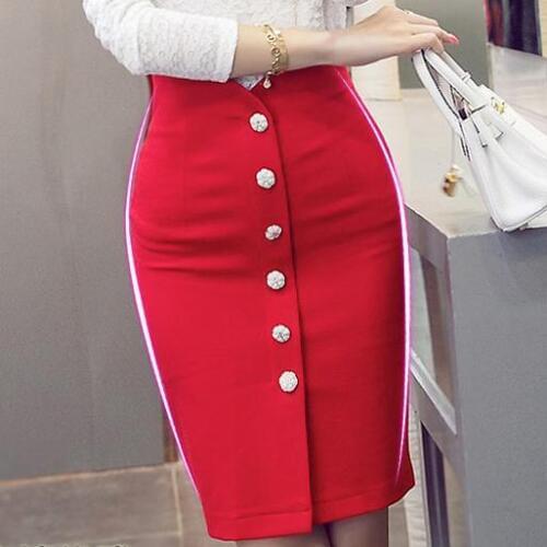 Women New 2017 Plus Size Skirt High Quality Cheap Price Buttons Slim Bodycon Pencil Skirt Women Mid OL Skirt Free Shipping S-5XL