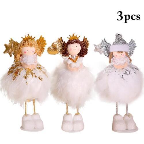 2020 New Year Latest 3pcs Christmas Angel Dolls Cute Xmas Tree Ornament Christmas Decoration for Home Navidad 2019 Kid Gift