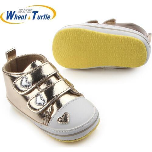 Spring Autumn Shoes Boys Newborn Baby Girls Classic Heart-shaped PU Leather First Walkers Tennis Lace-Up Toddler Shoes Leather