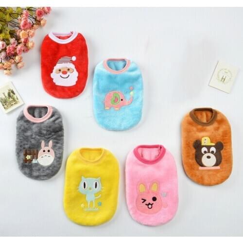 Dog Clothes Small Pet Cat Dog Vest Soft Puppy Dogs Clothes Winter Flannel Cartoon Vest Pet Warm Sleeveless Costume