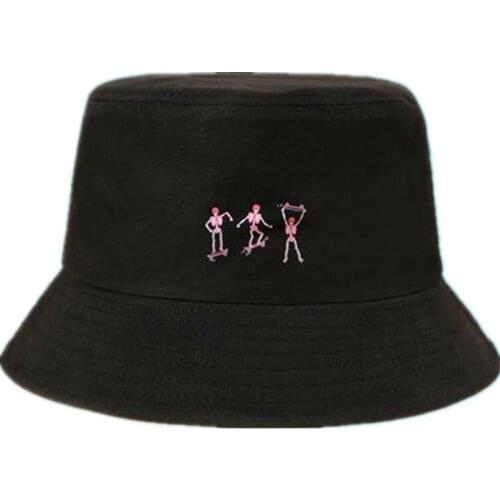 LDSLYJR 2021 pink Skull cotton Bucket Hat Fisherman Hat outdoor travel hat Sun Cap Hats for Men and Women 31