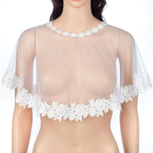 Sexy Lace Shawl Korean Women Summer Sunscreen Thin Short Mesh Hollow Rose Hook Flowers Pullove Fake Collar Cape Cloak Scarf Q47