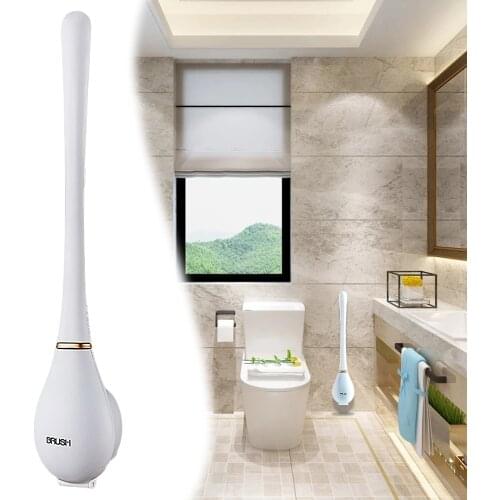 Baseball Bat Toilet Brush Silicone Toilet Bowl Brush with Brush Holder Drilling-Free Quick Drying Toos Bathroom Accessories Set