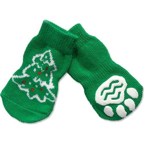 Dog Shose Autumn Winter Outdoor Waterproof Christmas Tree Patten Dog Socks Anti Slip Dog Boots for Dogs in New Year