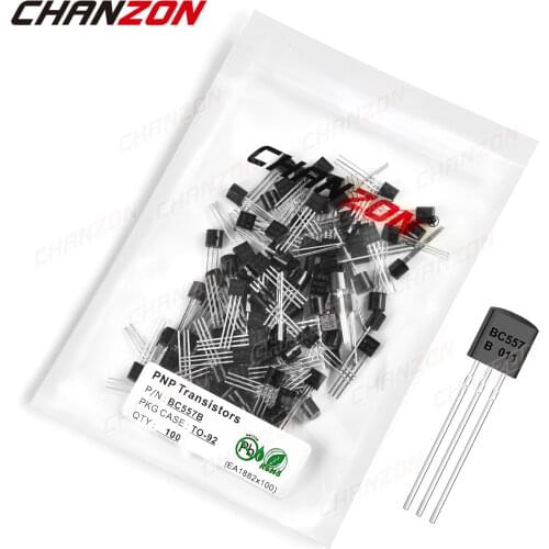 100Pcs BC557B TO-92 PNP Transistor Bipolar Junction BJT Pwerful Triode Tube Fets BC 557B TO 92 -0.1A -50V Integrated Circuits
